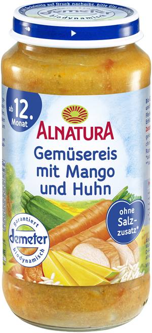 Gemüsereis mit Mango und Huhn