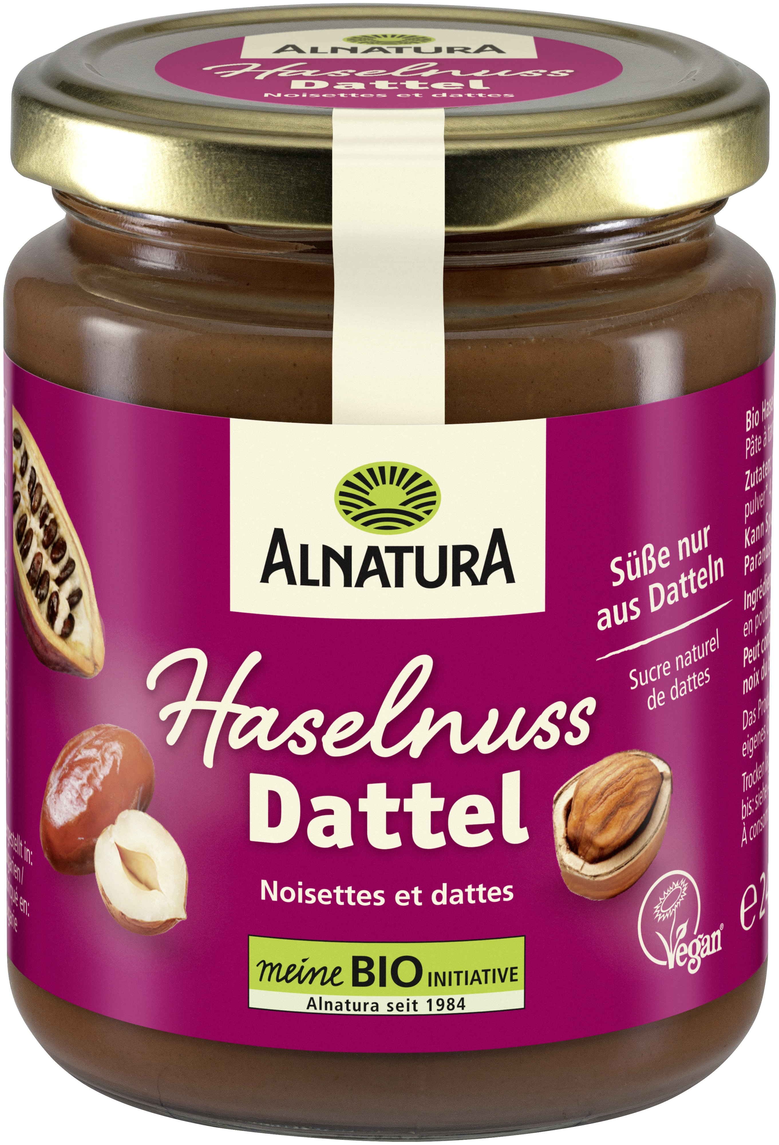 Haselnuss-Dattel-Creme (240 g) in Bio-Qualität von Alnatura