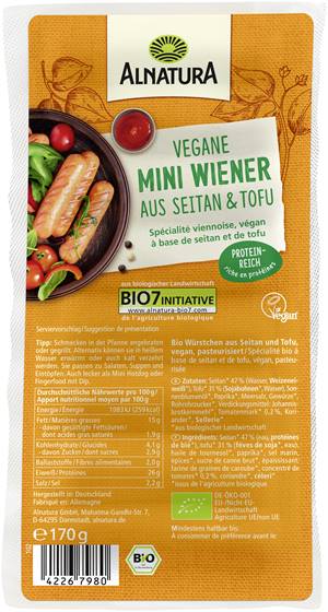 Vegane Mini-Wiener aus Seitan und Tofu (ungekühlt)