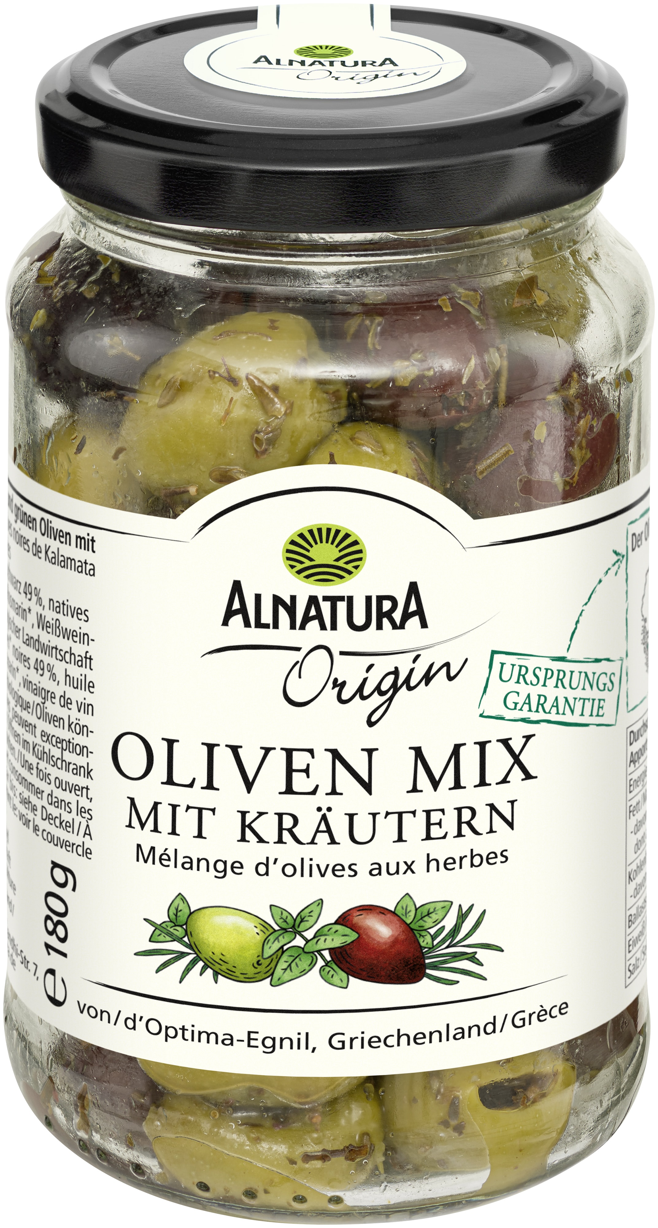 Oliven-Mix mit Kräutern (180 g) in Bio-Qualität von Alnatura Origin