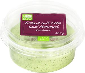 Creme mit Feta und Manouri, Knoblauch-Bärlauch