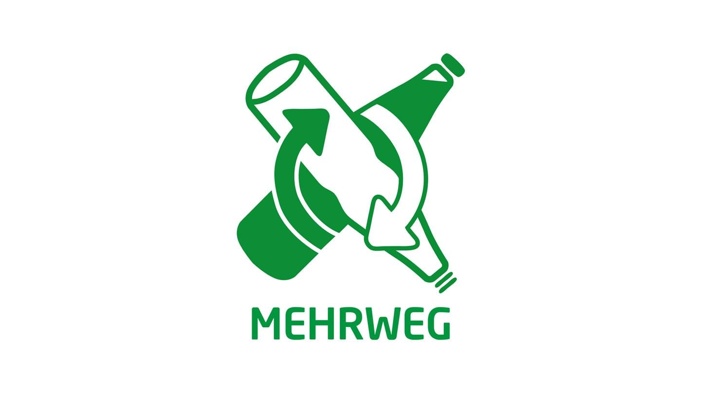 BNN Mehrweg-Logo, zwei grüne Flaschen mit Pfeilen