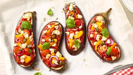 Mediterrane Auberginen-Pizza ohne Mehl