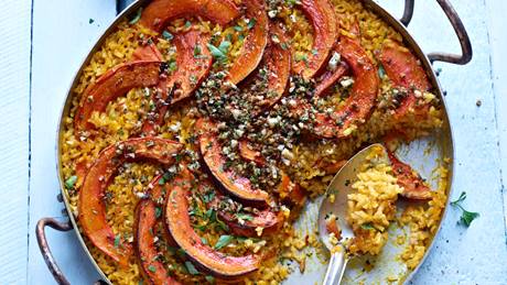 Kürbis-Möhren-Risotto aus dem Ofen