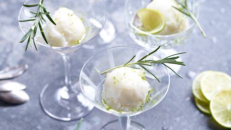 Limettensorbet mit Rosmarin