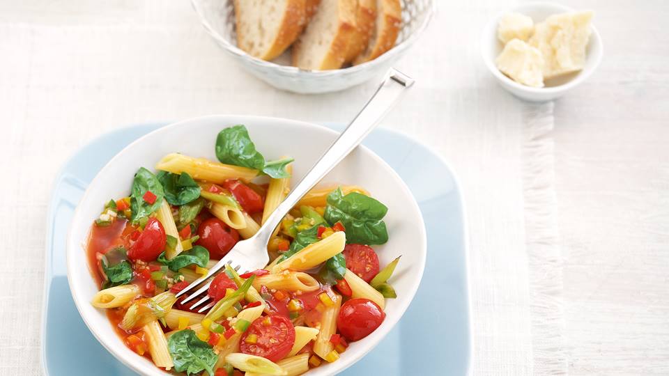 Scharfe Gemüse-Penne mit Ahornsirup