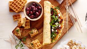 Herzhafte Waffel-Sandwich-Sticks