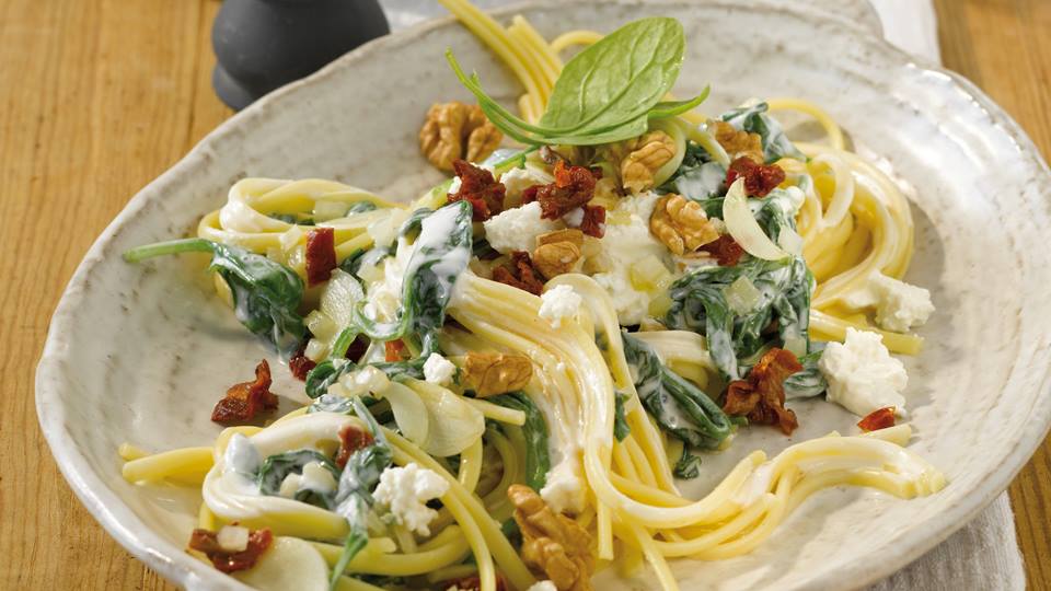 Linguine mit Ricotta und Spinat