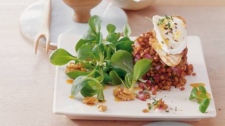 Linsensalat mit gratiniertem Ziegenkäse