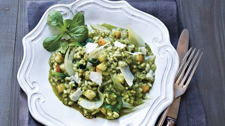 Risotto mit Feldsalat und Birne