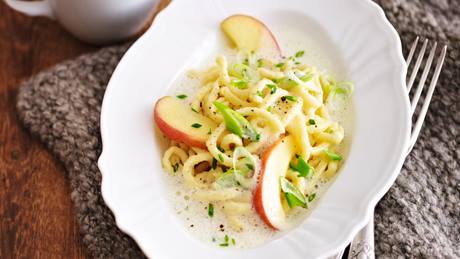 Forellenspätzle mit Meerrettichsauce