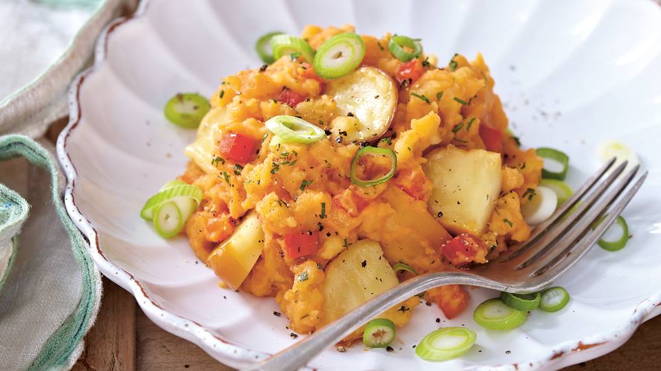 Kartoffelpüree mit Scamorza und Paprika