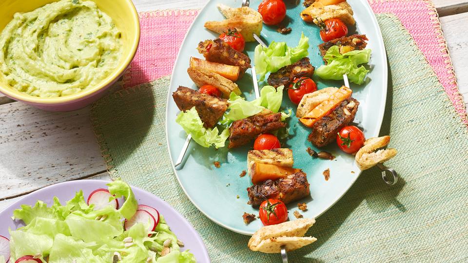 Black-Bean-Cashew-Burger-Spieße