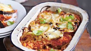 Auberginen-Bulgur-Lasagne
