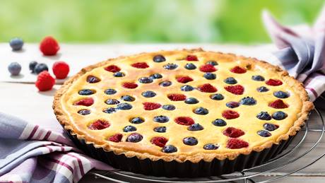 Sommerliche Käsekuchentarte mit Beeren