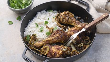 Hähnchenschenkel Tandoori Masala mit Gewürzreis