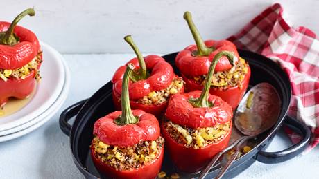 Gefüllte Paprika mit Linsen Dal und Quinoa