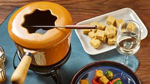Polenta-Steinpilz-Würfel für Fondue