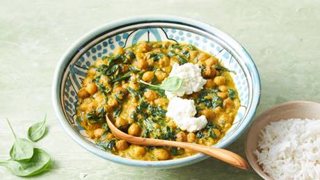 Spinatcurry mit Reis