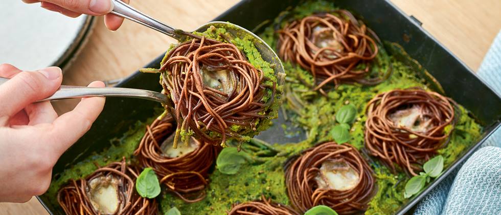Alnatura-Rezept: Buchweizenspaghetti-Nester