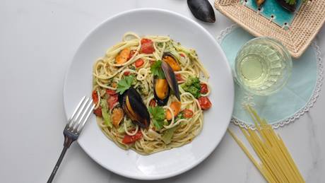 Spaghettini mit Miesmuscheln und Brokkoli