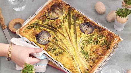 Gemüsequiche aus fertigem Pizzateig