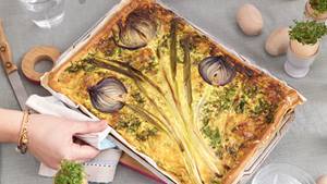 Gemüsequiche aus fertigem Pizzateig
