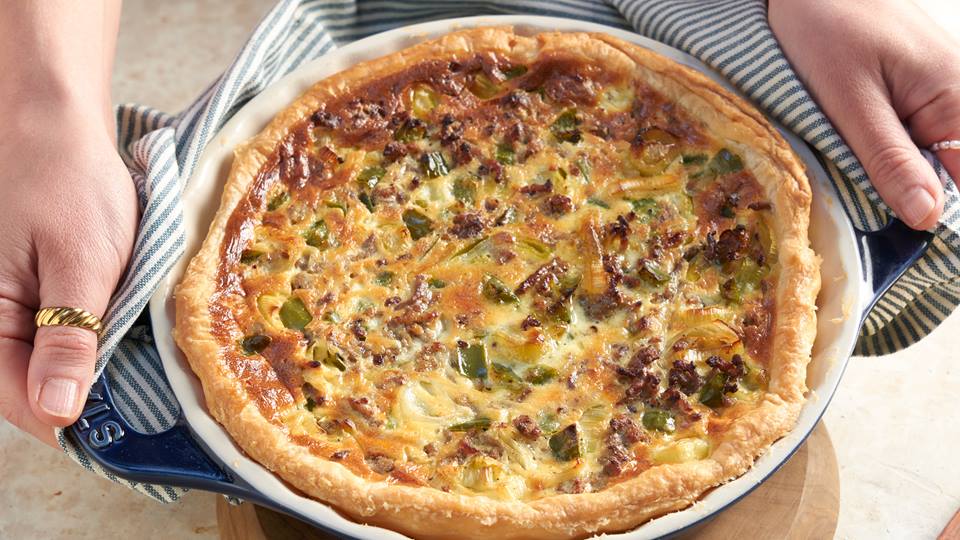 Quiche mit Hack, Paprika und Lauch
