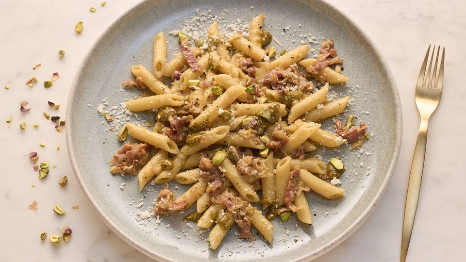 Pasta pistacchio e prosciutto