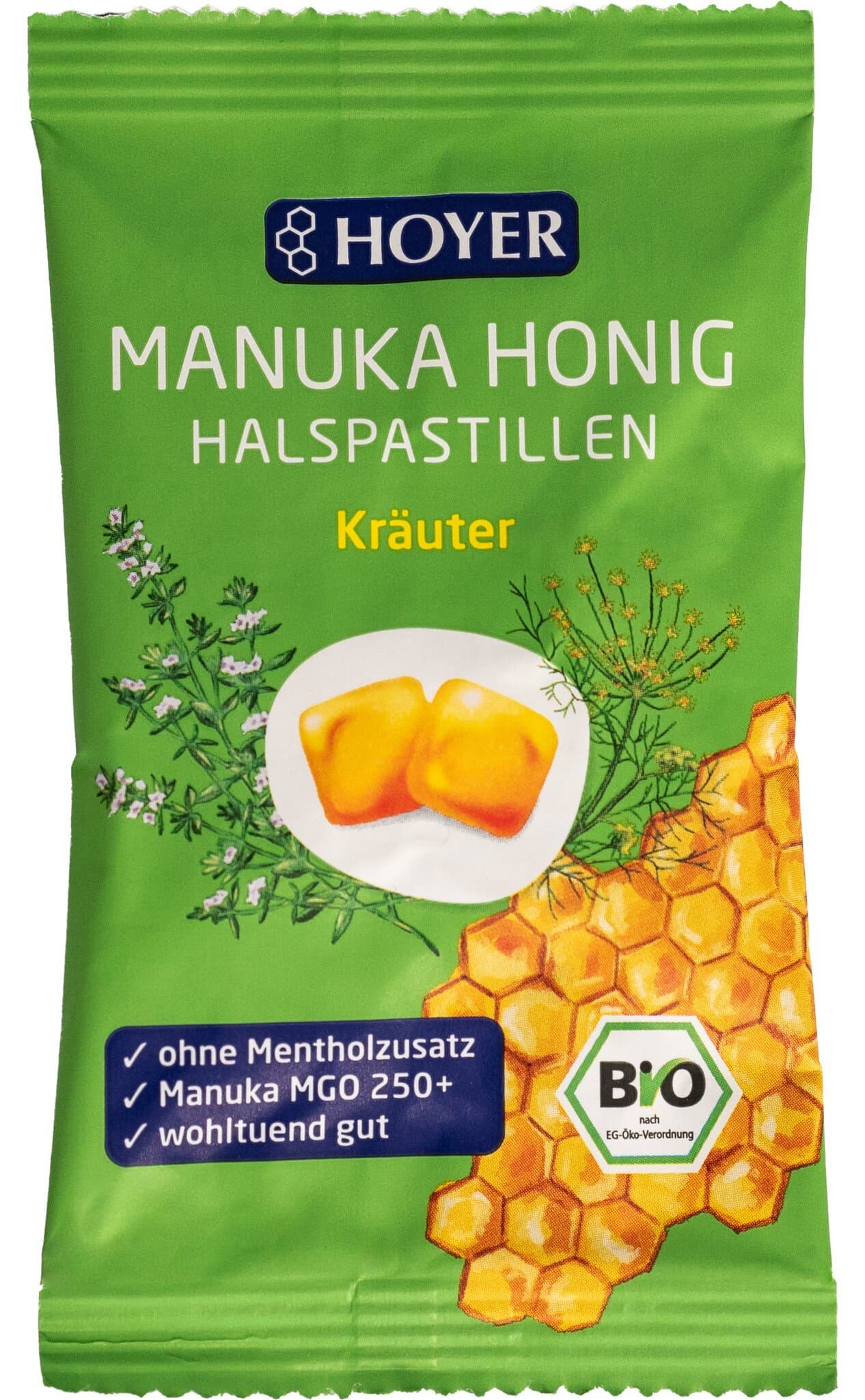 Hoyer Manuka Honig Halspastillen Kräuter