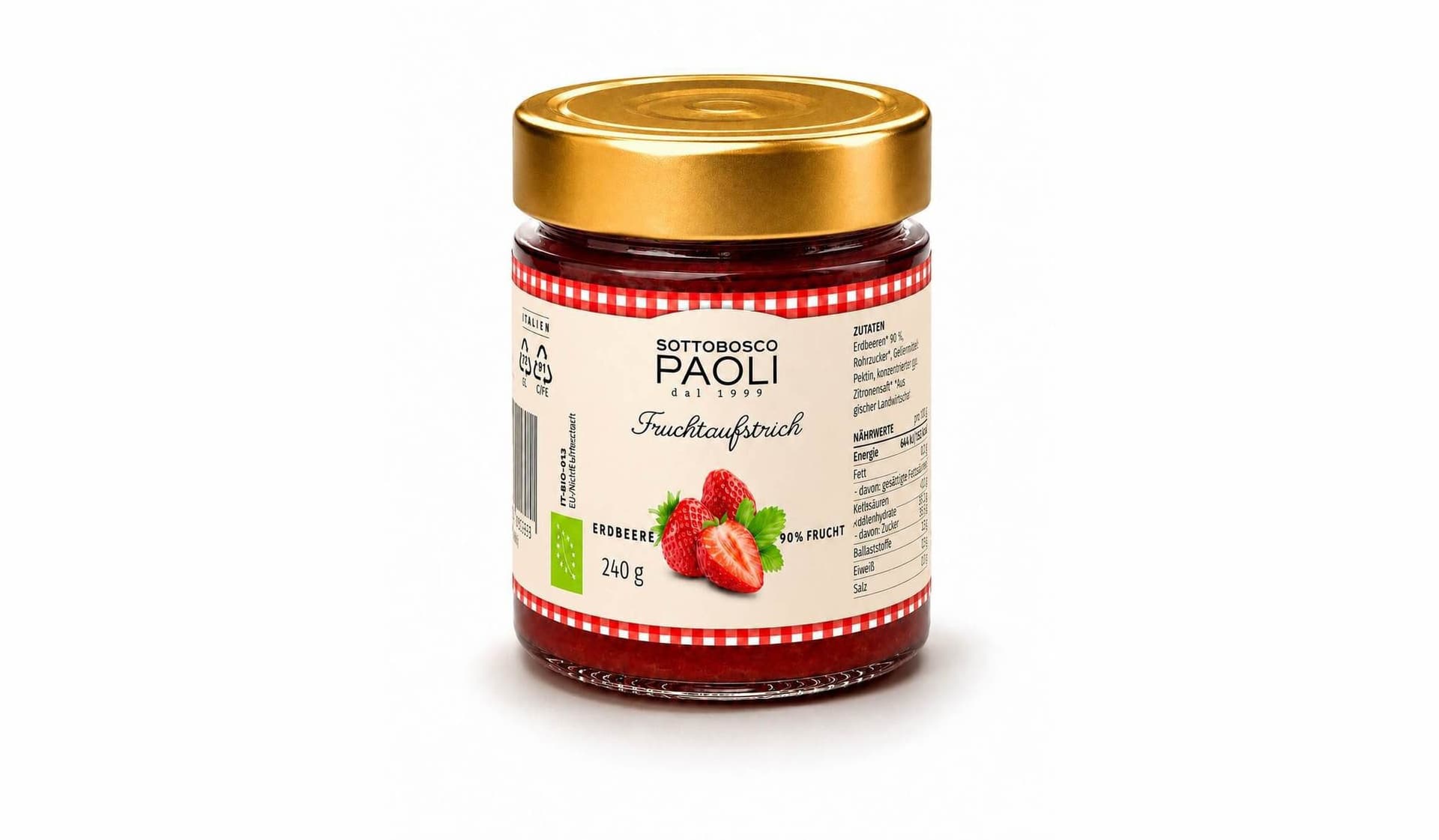 Sottobosco Paoli Fruchtaufstrich Erdbeere 90%
