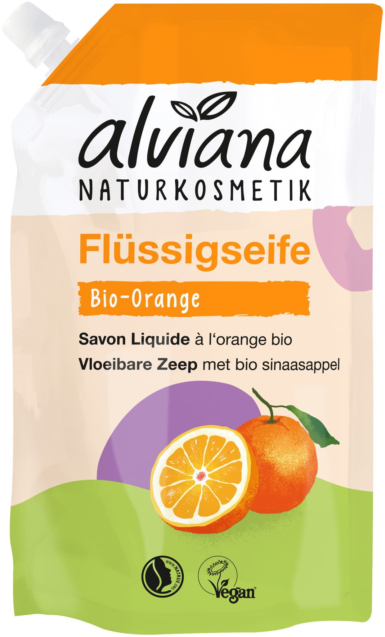 alviana Flüssigseife mit Bio-Orange - Nachfüllbeutel