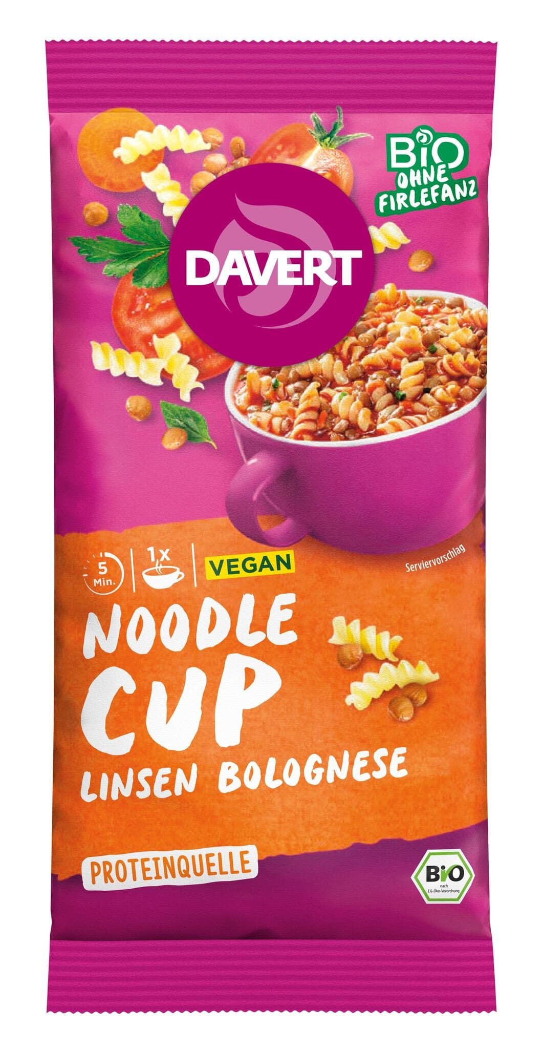 Davert Noodle-Cup Linsen Bolognese