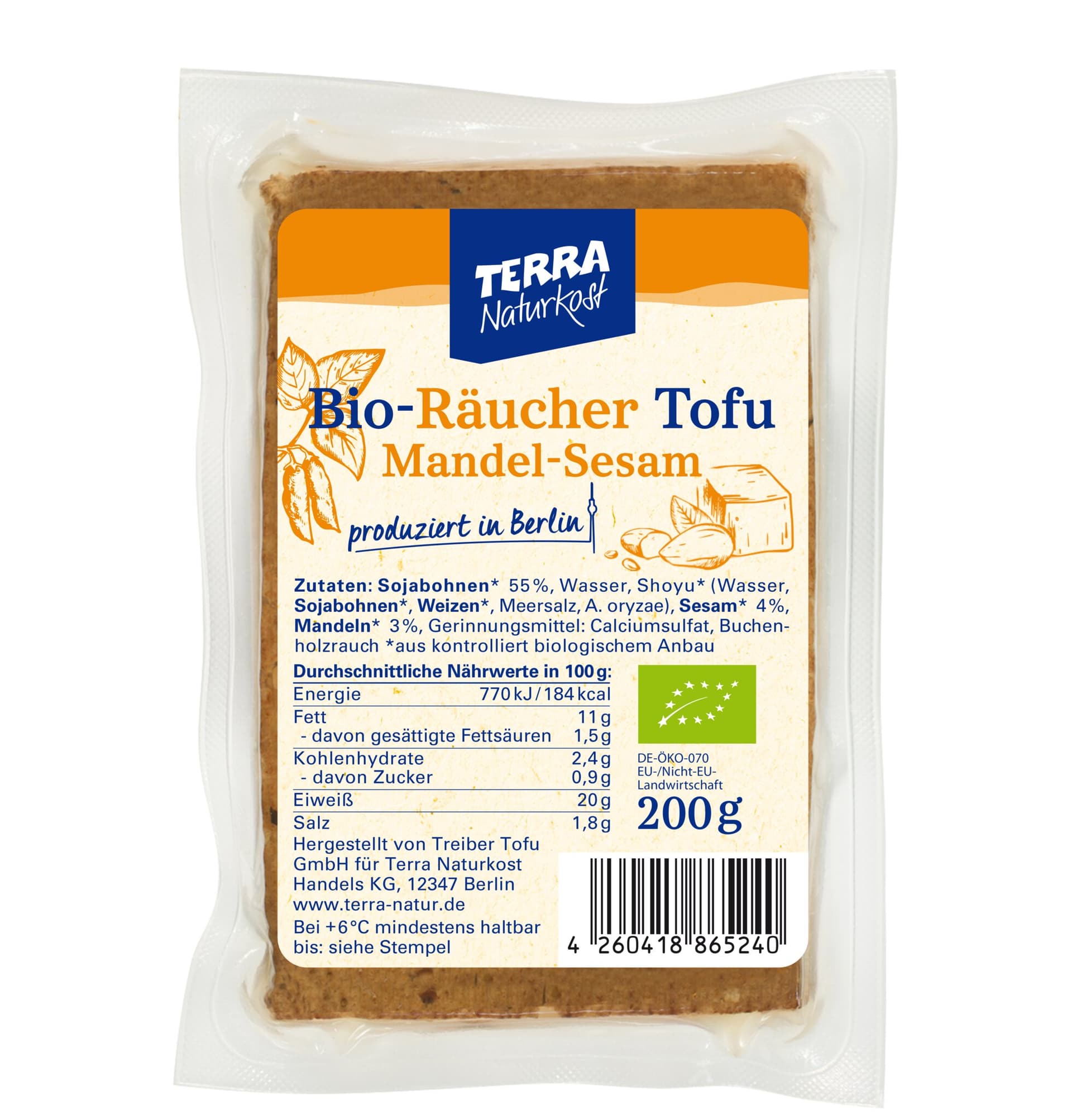Terra Naturkost Räuchertofu Mandel Sesam