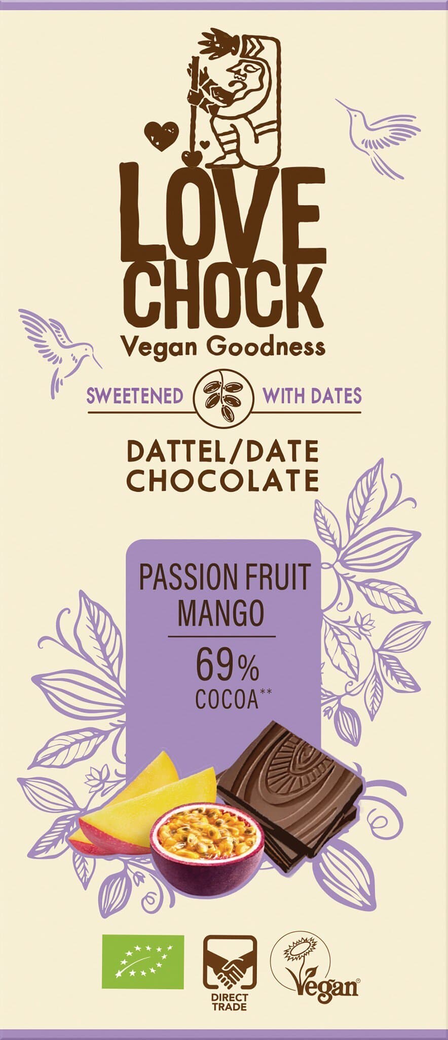 Lovechock Dattelschokolade Passionfruit 69%
