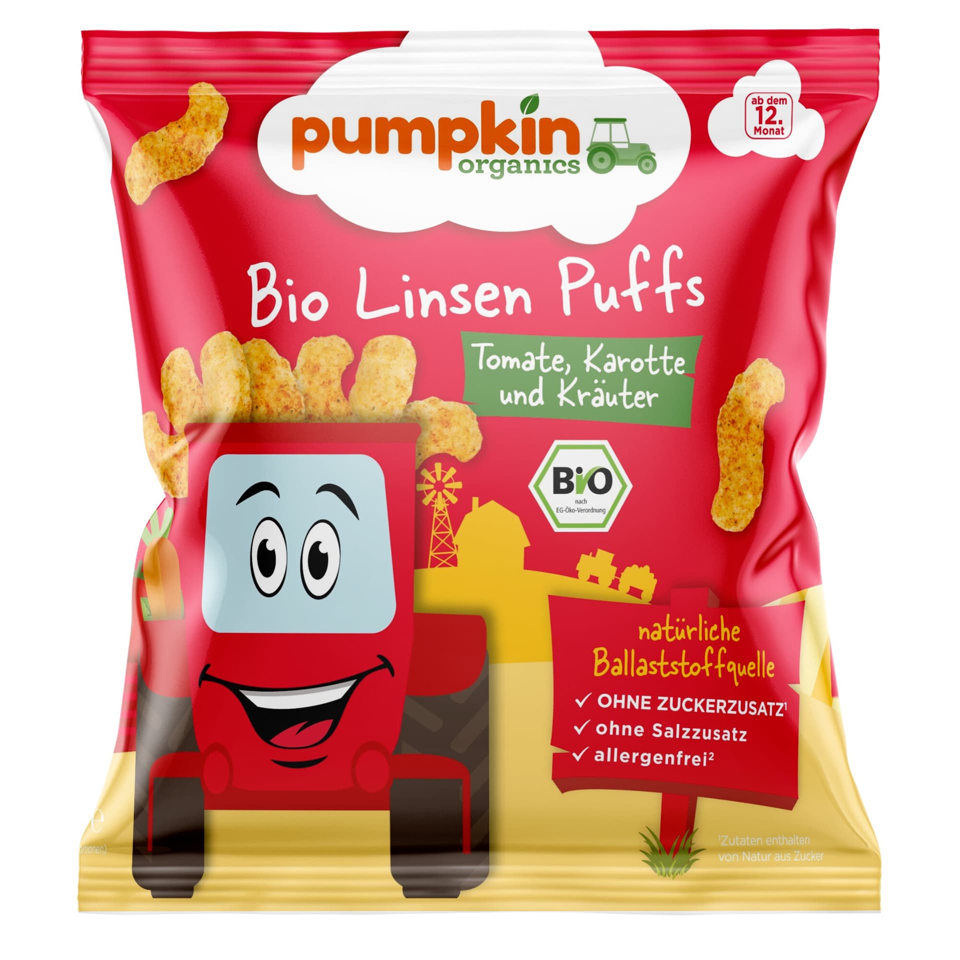 Pumpkin organics Linsen Puffs Tomate Kräuter