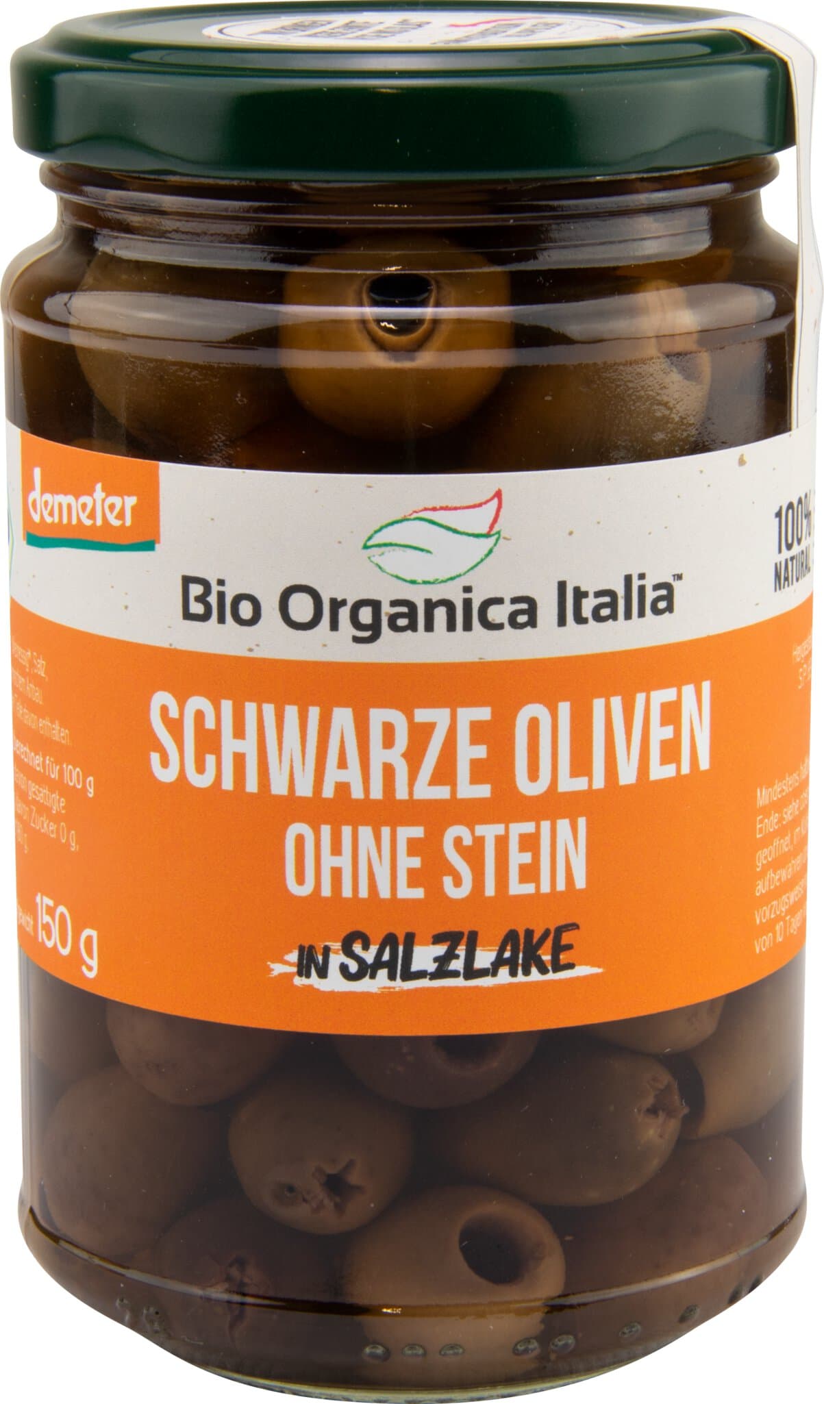 Bio Organica Italia Schwarze Oliven ohne Stein in Lake