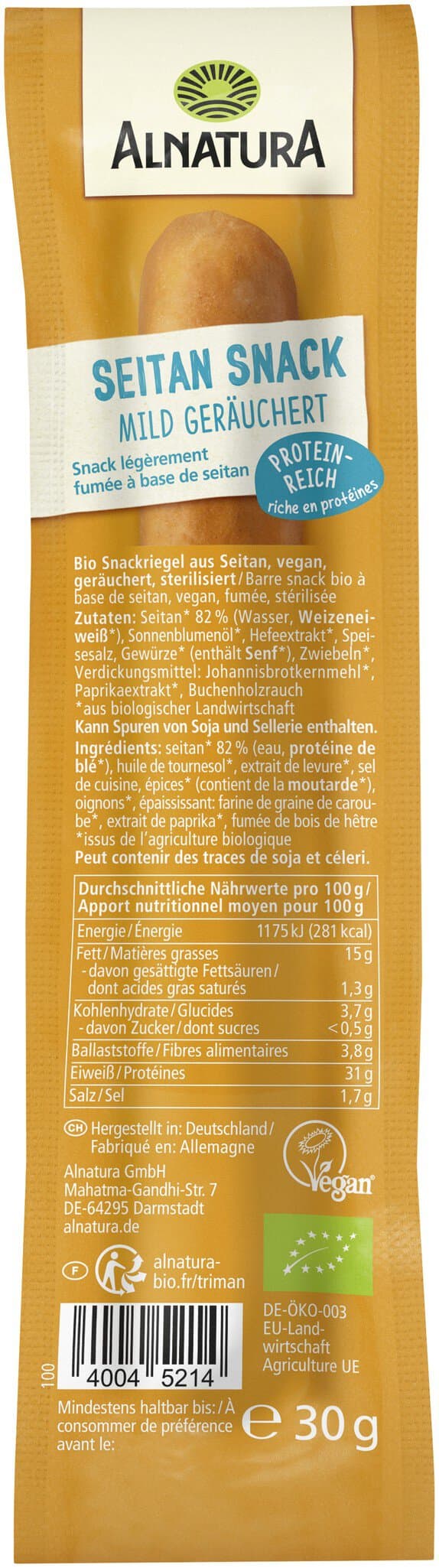 Alnatura Seitan-Snack mild geräuchert