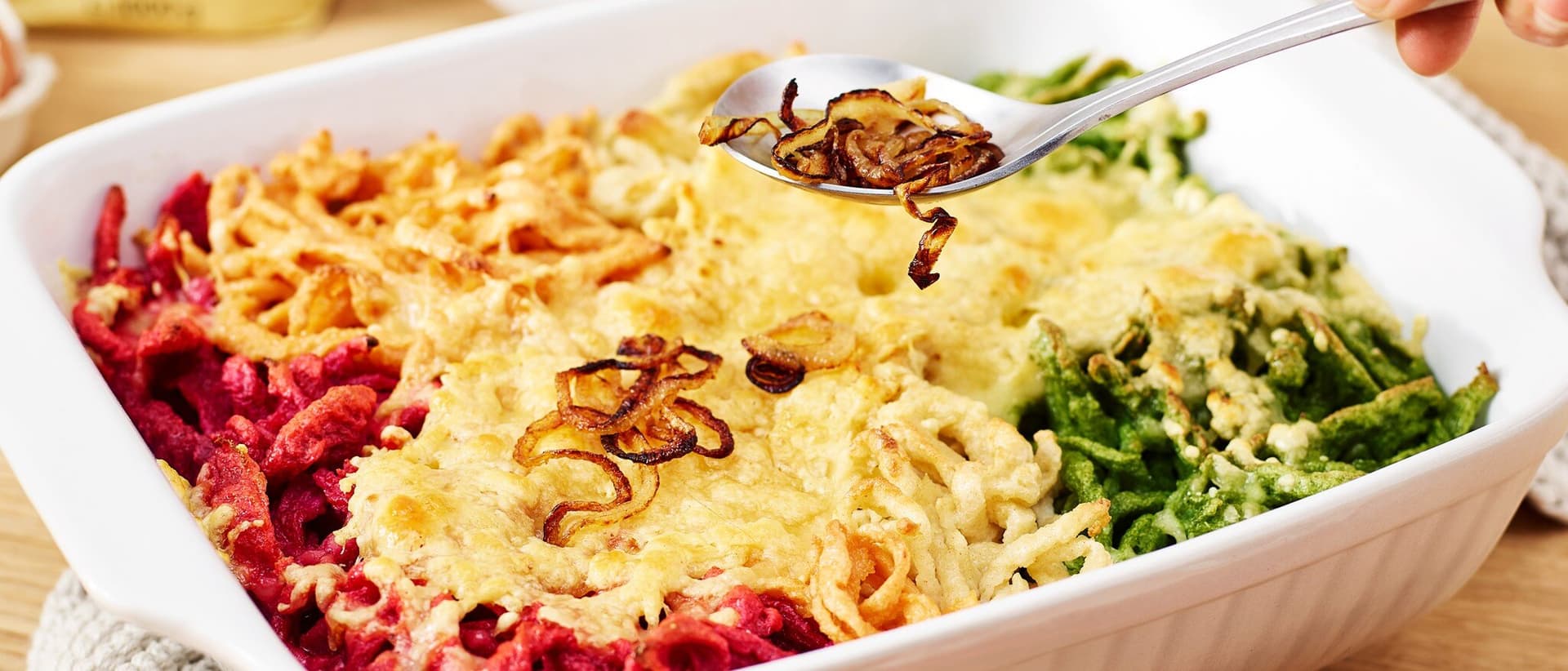 Karottenspätzle mit Röstzwiebeln