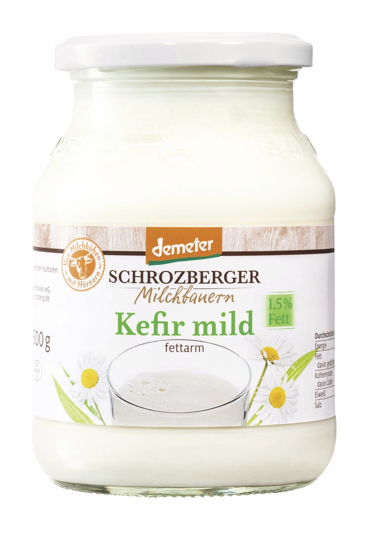 Schrozberger Milchbauern Kefir mild im Glas 1,5%