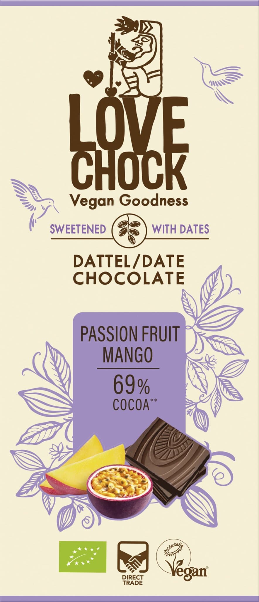 Lovechock Dattelschokolade Passionfruit 69%