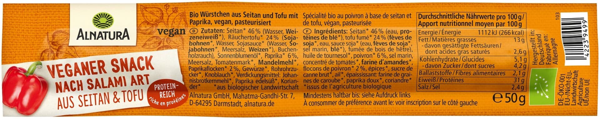 Alnatura Veganer Snack nach Salami-Art (ungekühlt)