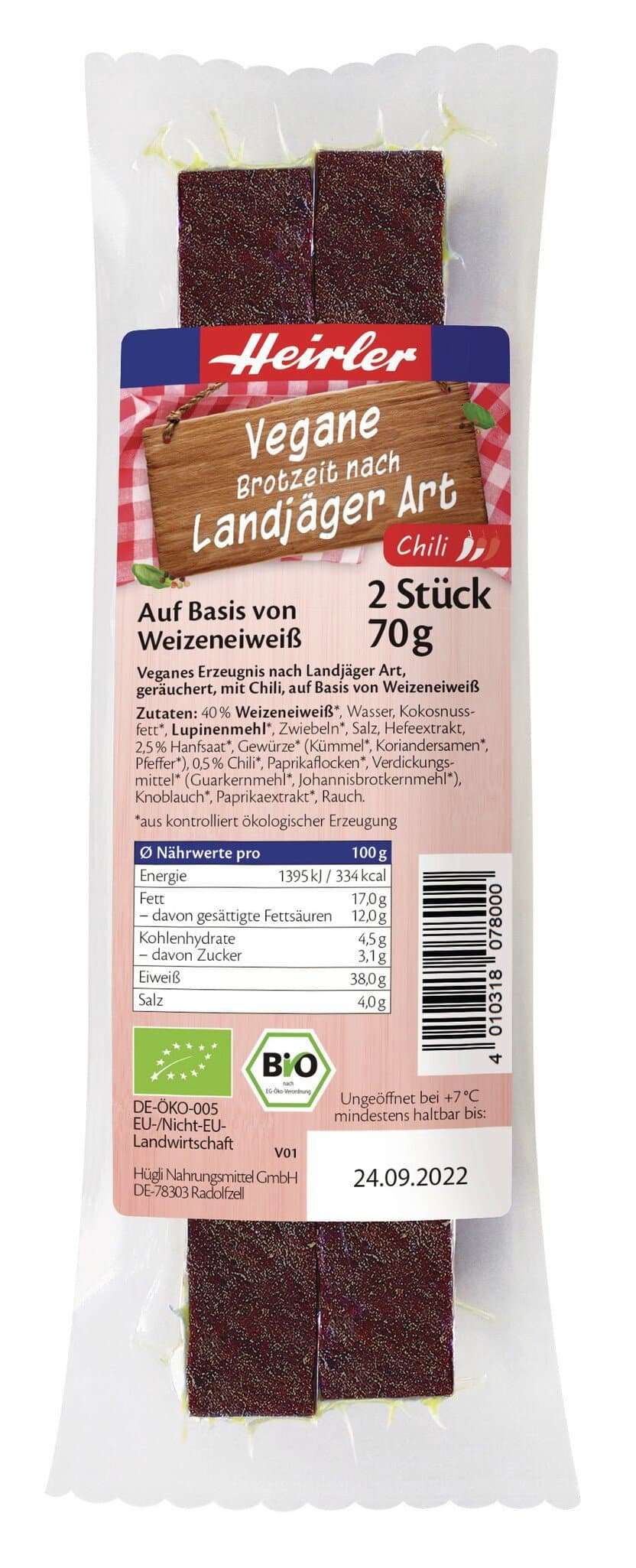 Eden Vegane Brotzeit Landjäger Art Chili