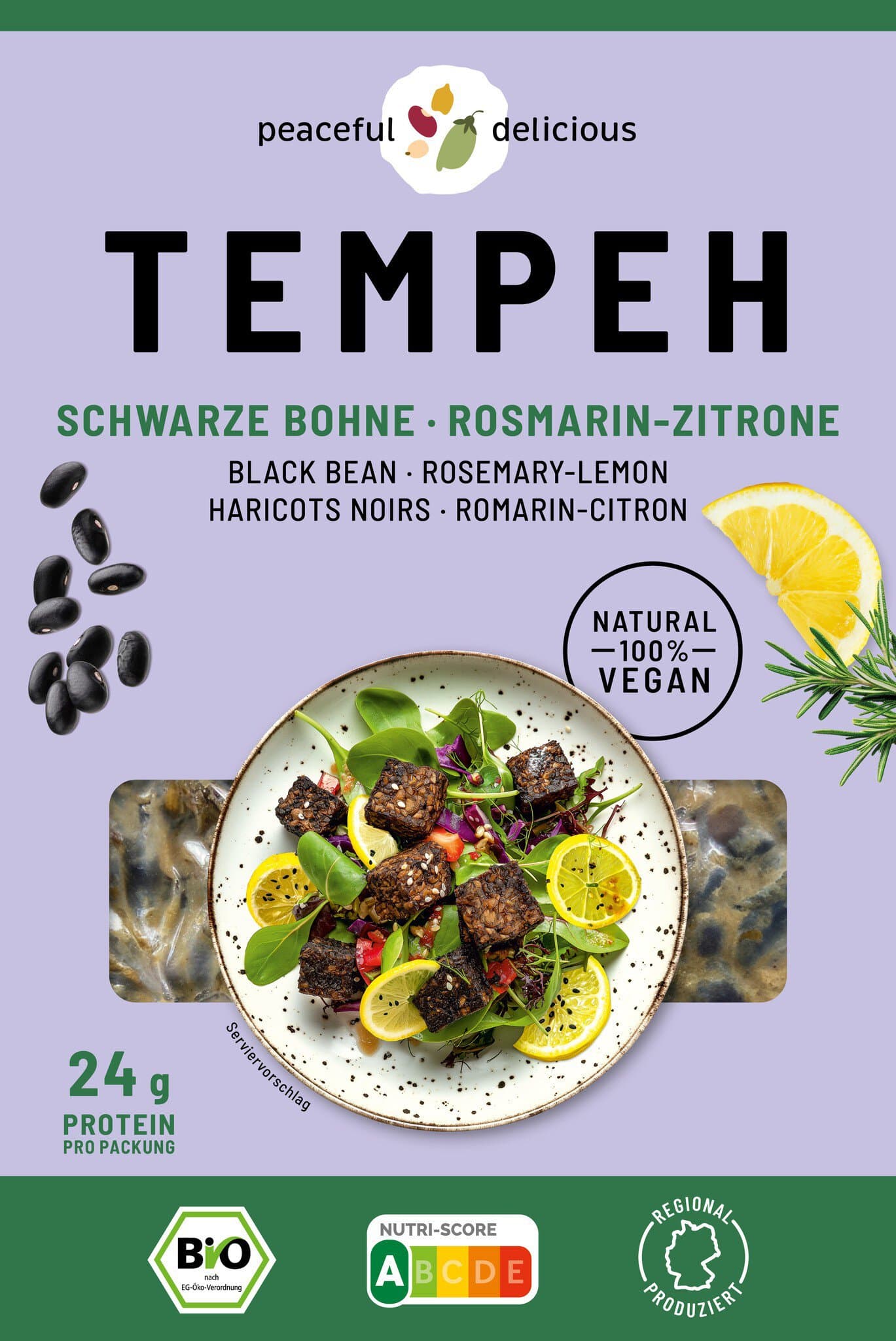 peaceful delicious Tempeh Rosmarin-Zitrone