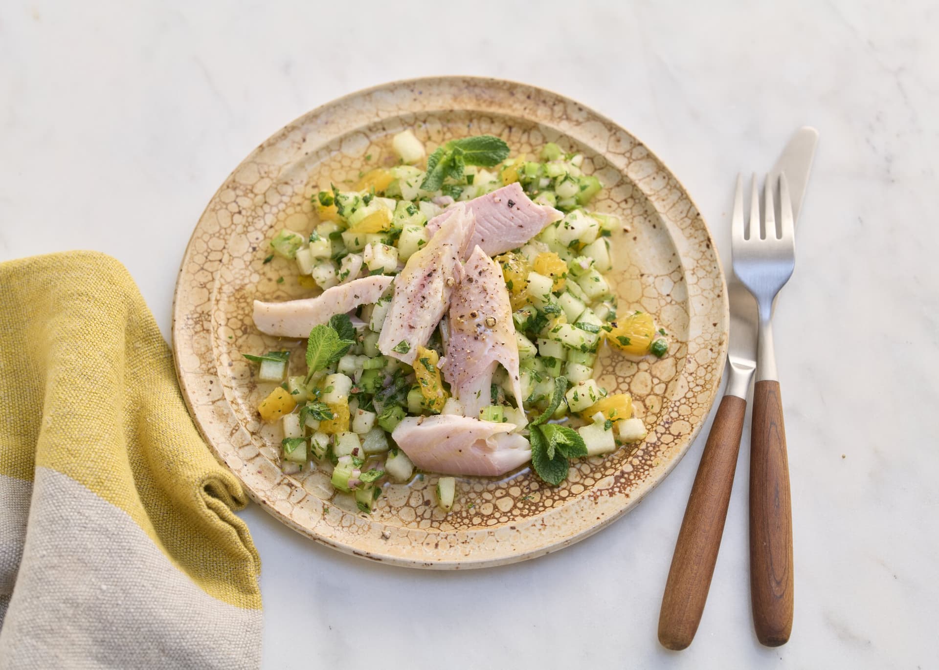Forelle mit Melonensalsa