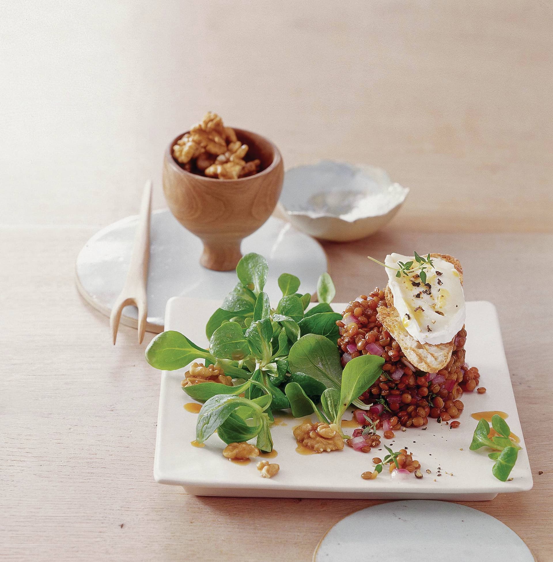 Linsensalat mit gratiniertem Ziegenkäse