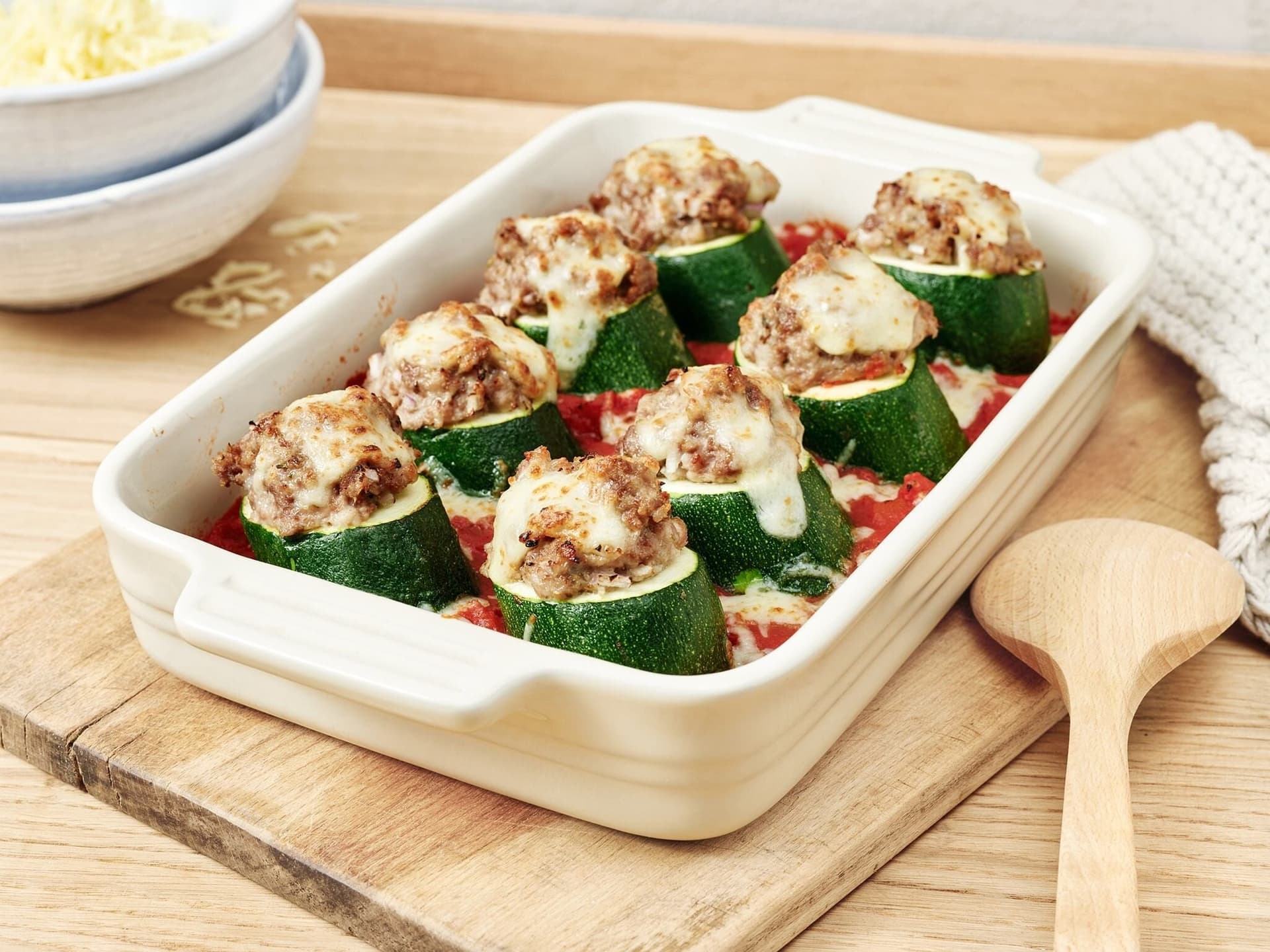 Überbackene Hackfleisch-Zucchini-Ringe
