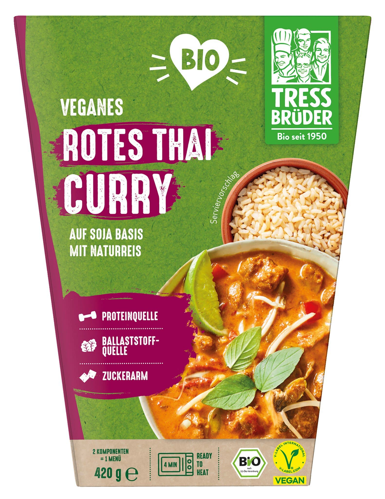 TRESS BRÜDER Rotes Thai Curry mit Reis vegan
