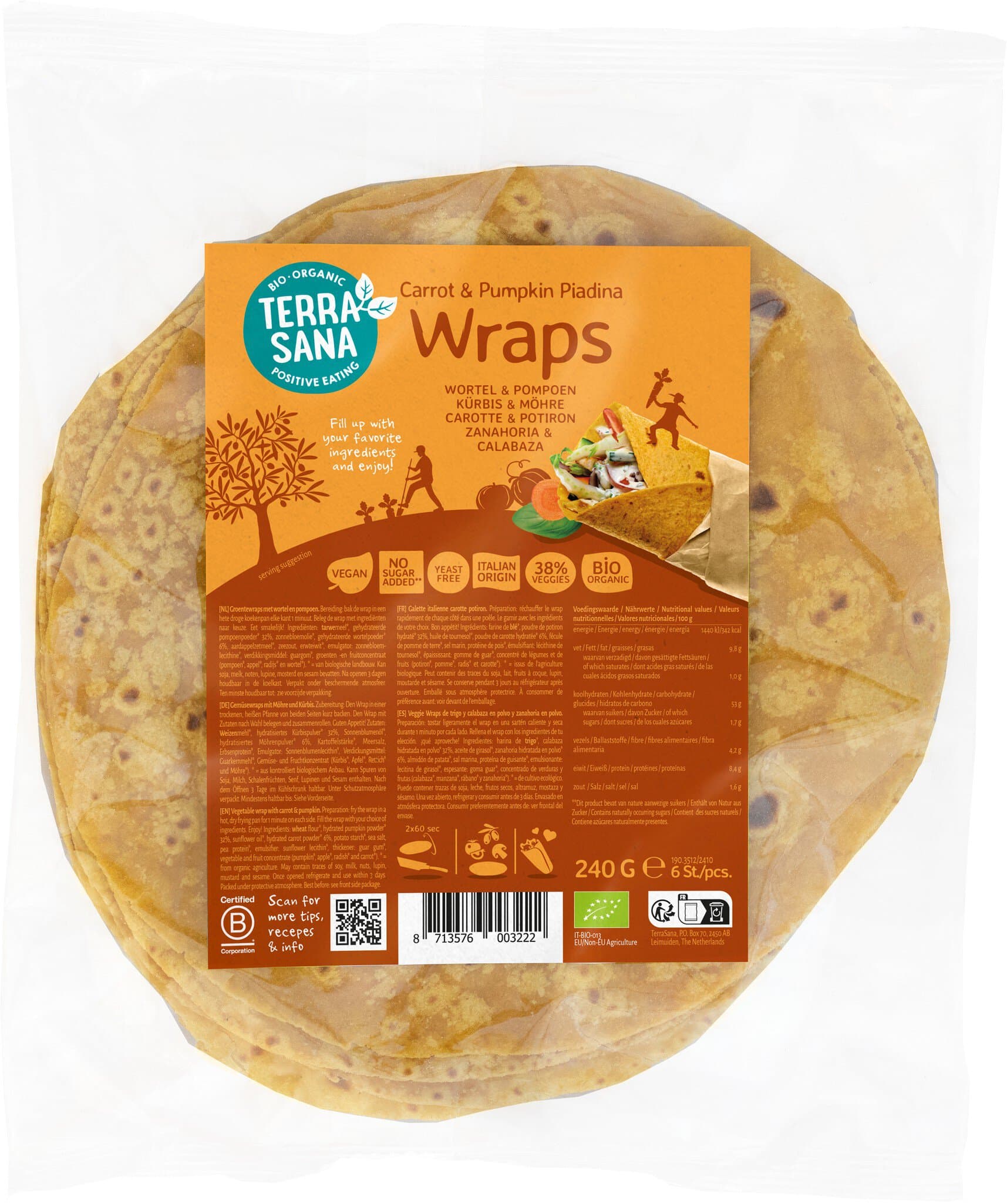 Terra Sana Gemüsewraps Möhre & Kürbis