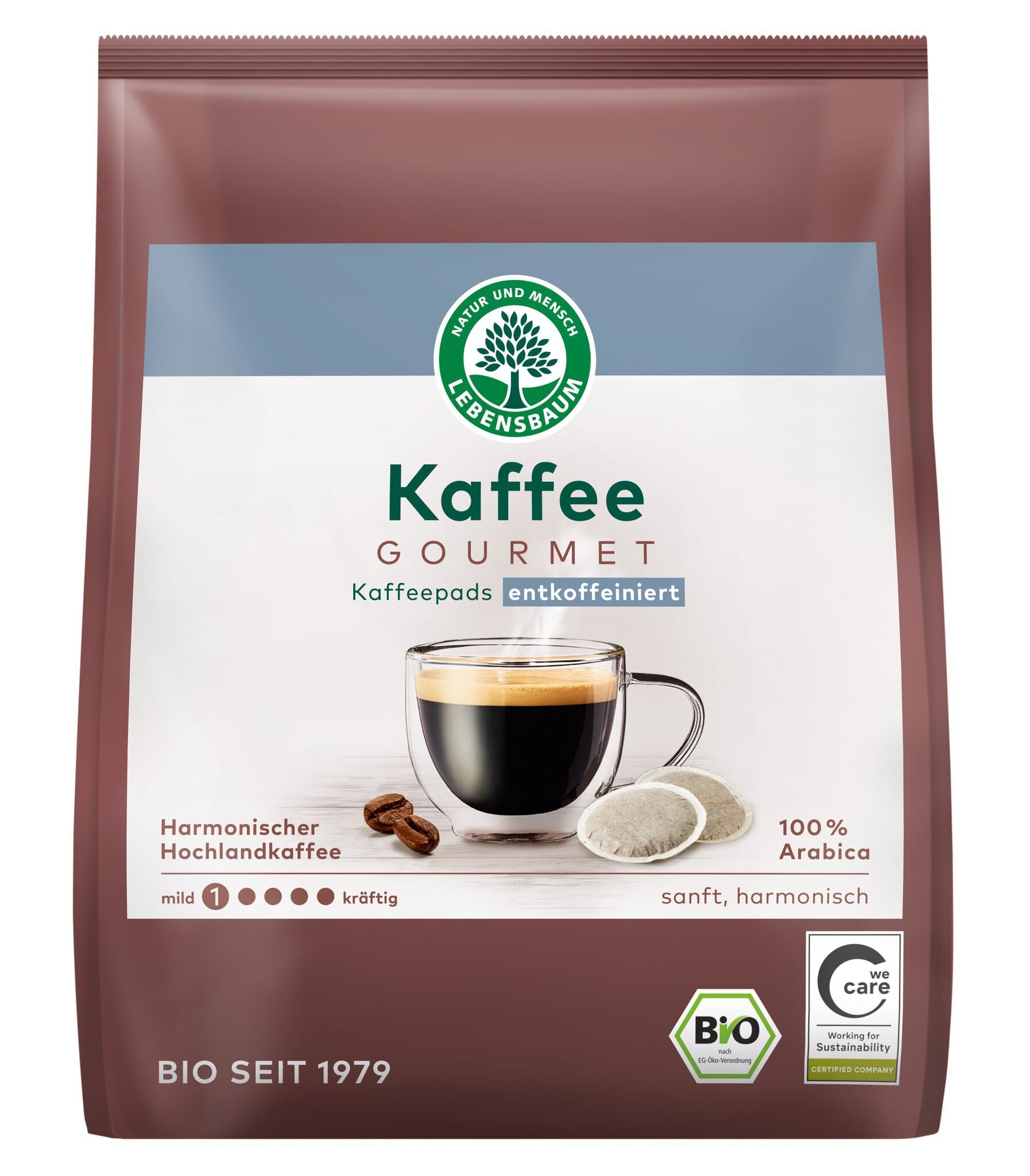 Lebensbaum Caffè Crema Kaffeepads entkoffeiniert